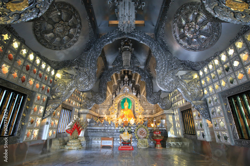 CHIANG MAI/THAILAND-FEBRUARY 2017 : Silver Sanctuary Wat Srisuphan Chiangmai 02 28 2017 Women are not allowed entering ordination hall's area.