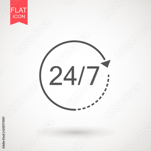 twenty four hour icon. open 24 hours a day icons.