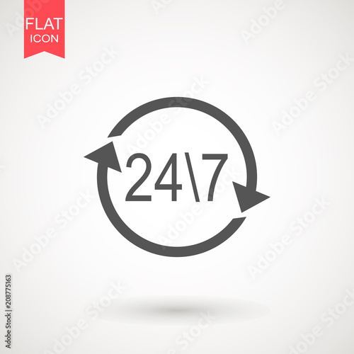twenty four hour icon. open 24 hours a day icons.