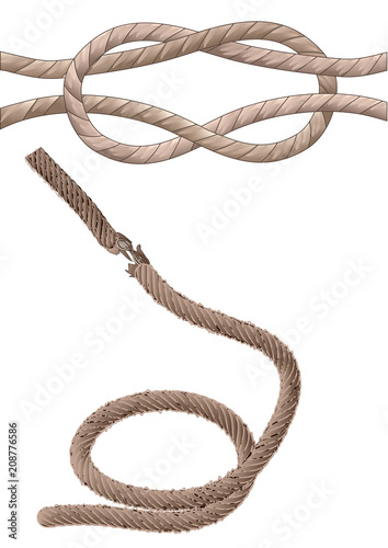 two old rope on white
