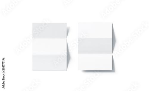 Принти на полотні Blank white z-folded horizontal booklet mock up, top view, 3d rendering