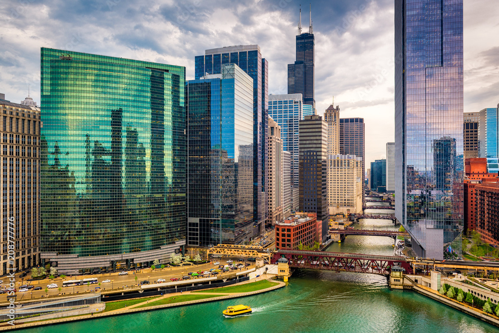 Fototapeta premium Chicago, Illinois, USA Pejzaż miejski