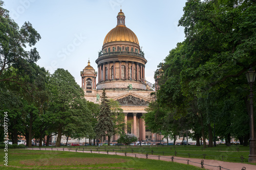 Saint Isaac's Cathedral dome during white nights.