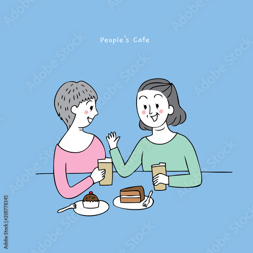 Cartoon cute older woman talking vector.