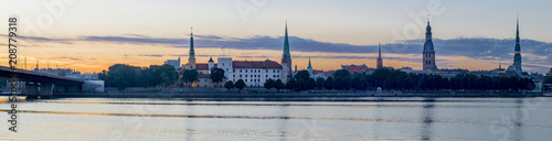 Panoramic view on old Riga city that is capital of Latvia and famous Baltic c...