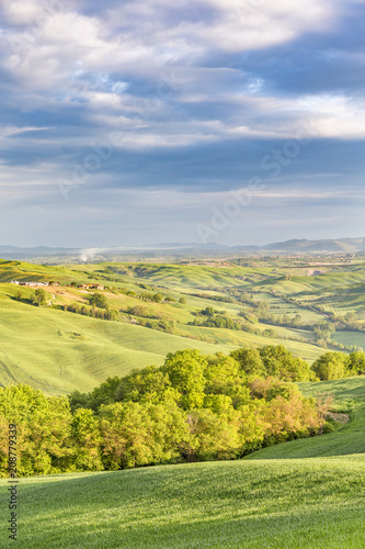 Fields and trees in a rural valley