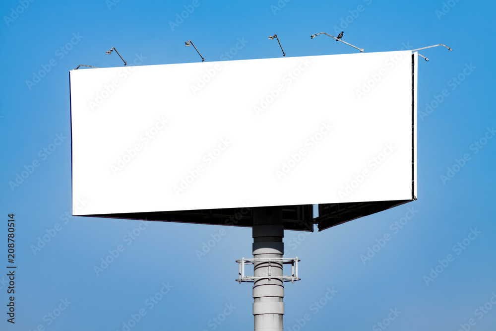 Blank horizontal billboard against a blue sky. Blank horizontal billboard against a blue sky.
