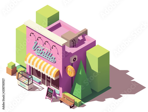Vector isometric ice cream shop