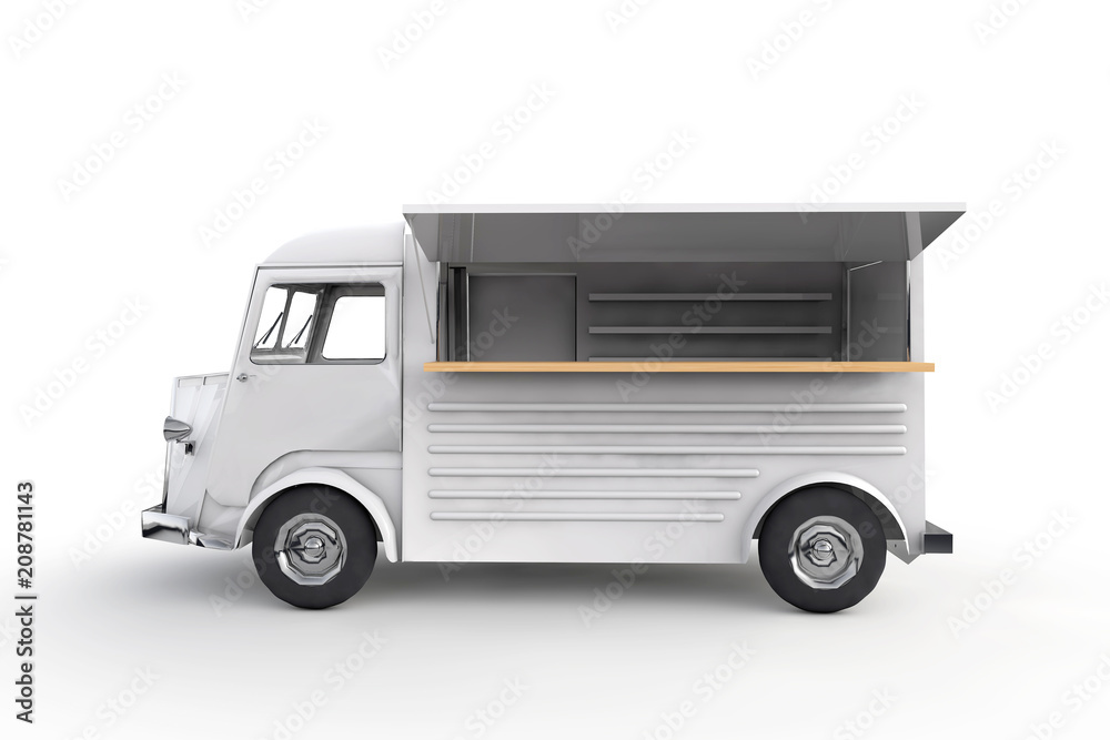 Vintage street food truck. 3D Rendering Stock Illustration | Adobe Stock