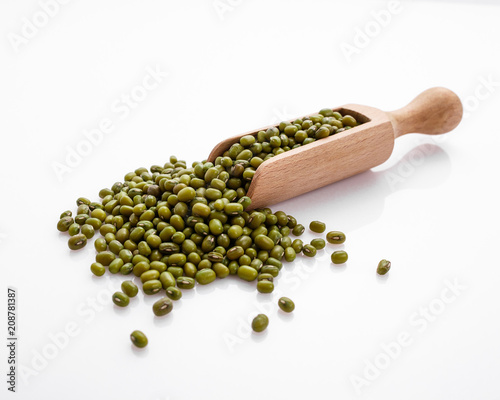 fresh muung beans on a white background