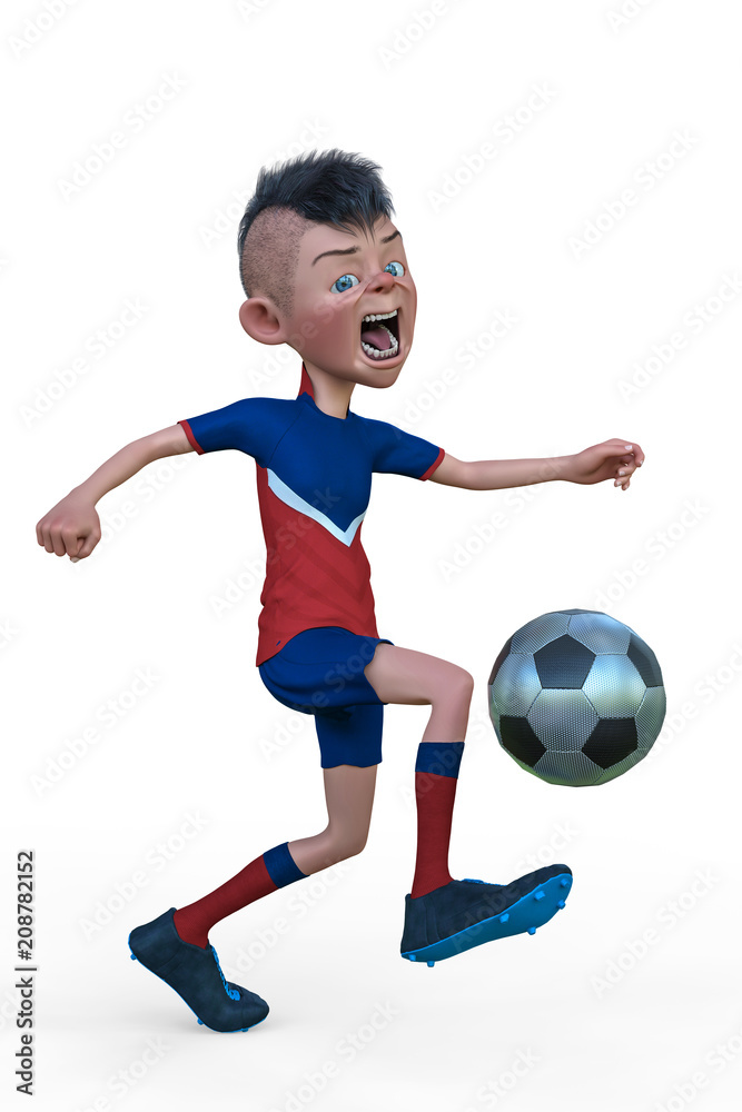 footballer cartoon in a white background