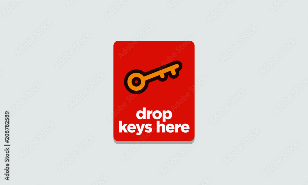 Please Drop Keys Here Sign for Hotel Reception Desk