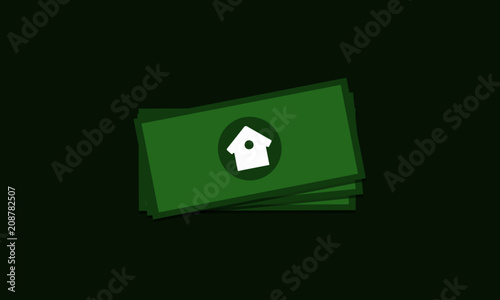 Money Banknote with Home Icon Vector Illustration