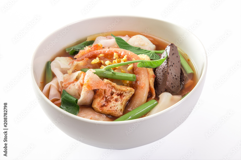 yen ta fo, rice noodles in pink soup, thai cuisine yen ta fo, rice noodles in pink soup, thai cuisine