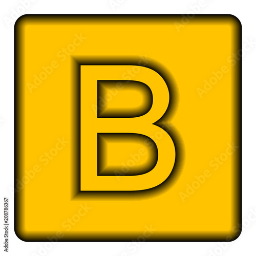 Yellow square icon with a symbol (B)