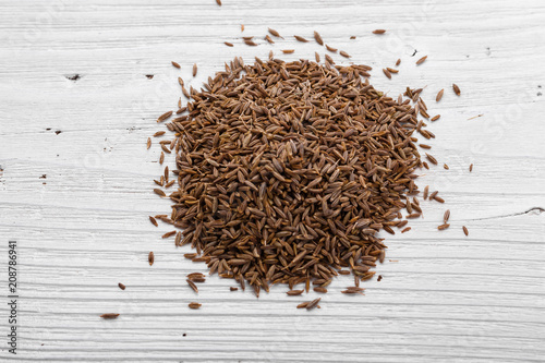 fragrant Zira on a wooden rustic background