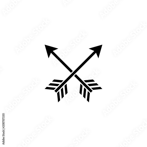 Cross Arrows. Flat Vector Icon. Simple black symbol on white background