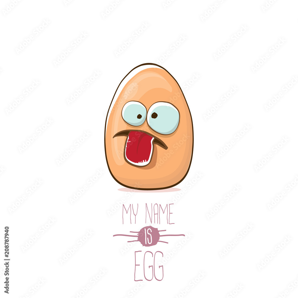 vector brown egg cartoon characters isolated on white background. My name is egg vector concept illustration. funky farm food or easter character with eyes and mouth vector brown egg cartoon characters isolated on white background. My name is egg vector concept illustration. funky farm food or easter character with eyes and mouth
