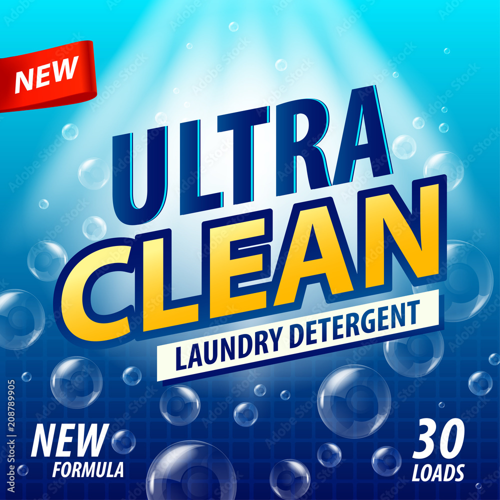 Laundry Detergent package vector template design. Detergent powder ...