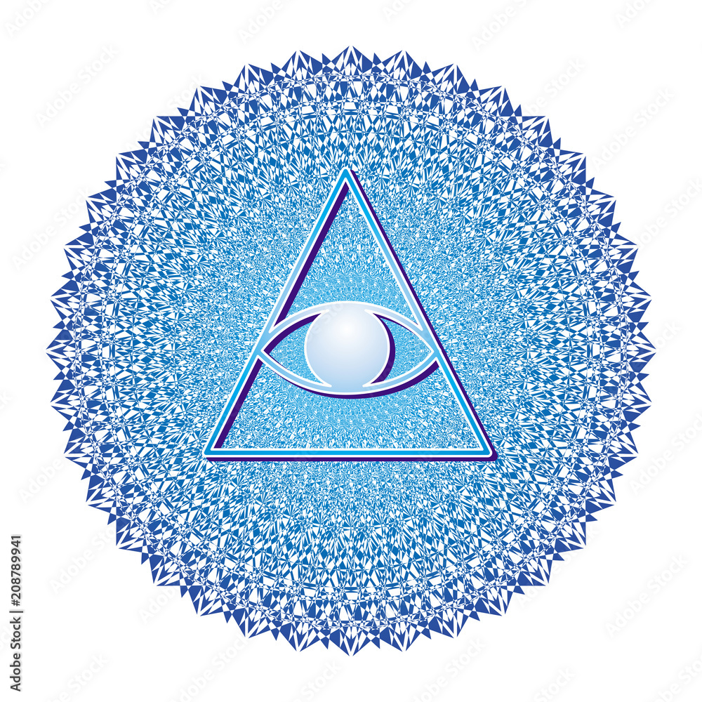 Mandala In Blue Tones And The Sign Of The All Seeing Eye Circular Pattern Spiritual Symbol Vector Picture Stock Vector Adobe Stock Mandala In Blue Tones And The Sign Of The All Seeing Eye Circular Pattern Spiritual Symbol Vector Picture Stock Vector Adobe Stock
