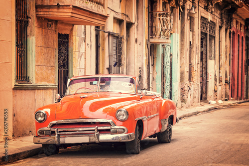 Vintage classic american car in a street in Old Havana, Cuba