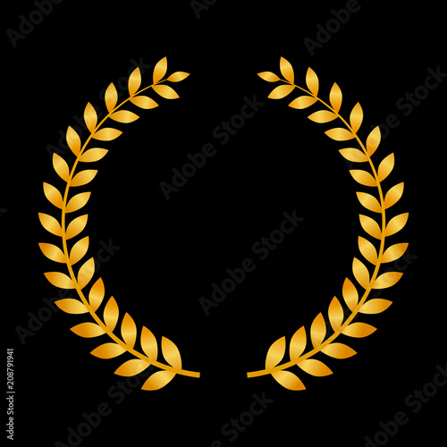 Medal award with a wreath vector in four colors  gold   silver  and bronze. Gold wreath