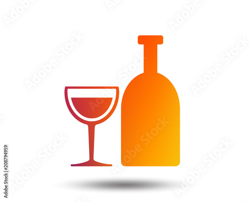 Alcohol sign icon. Drink symbol. Bottle with glass. Blurred gradient design element. Vivid graphic flat icon. Vector photo