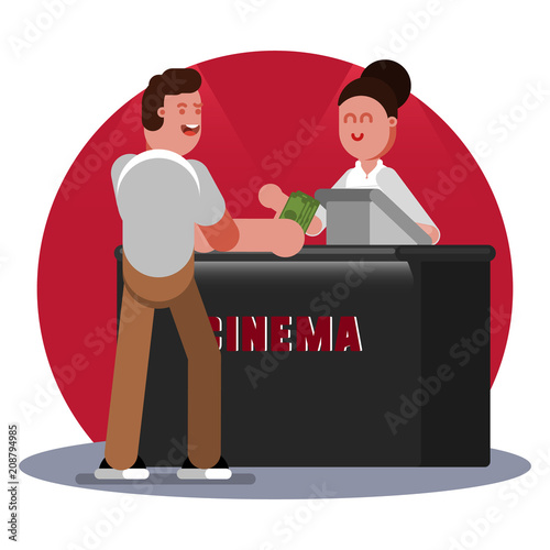 Man buys ticket to cinema photo