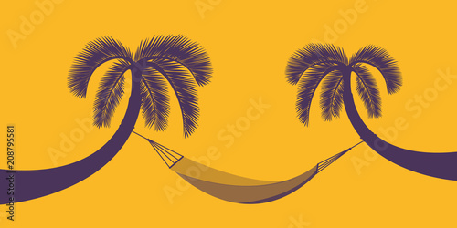 hängematte am strand zwichen zwei palmen smiley