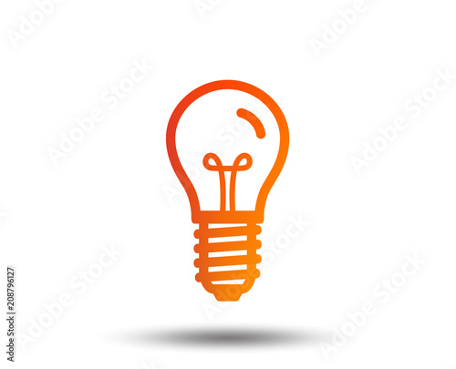 Light bulb icon. Lamp E14 screw socket symbol. Illumination sign. Blurred gradient design element. Vivid graphic flat icon. Vector