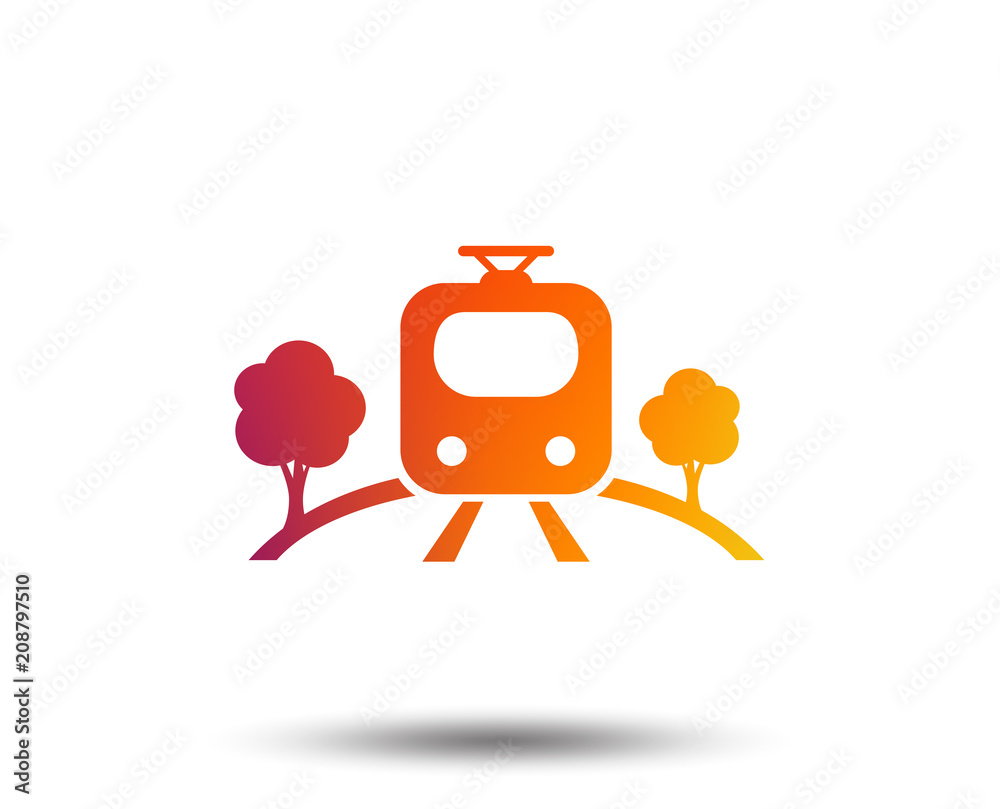 Naklejka premium Overground subway sign icon. Metro train symbol. Blurred gradient design element. Vivid graphic flat icon. Vector