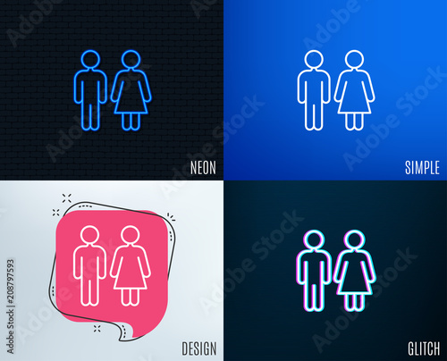 Glitch, Neon effect. Restroom line icon. WC toilet sign. Public lavatory symbol. Trendy flat geometric designs. Vector