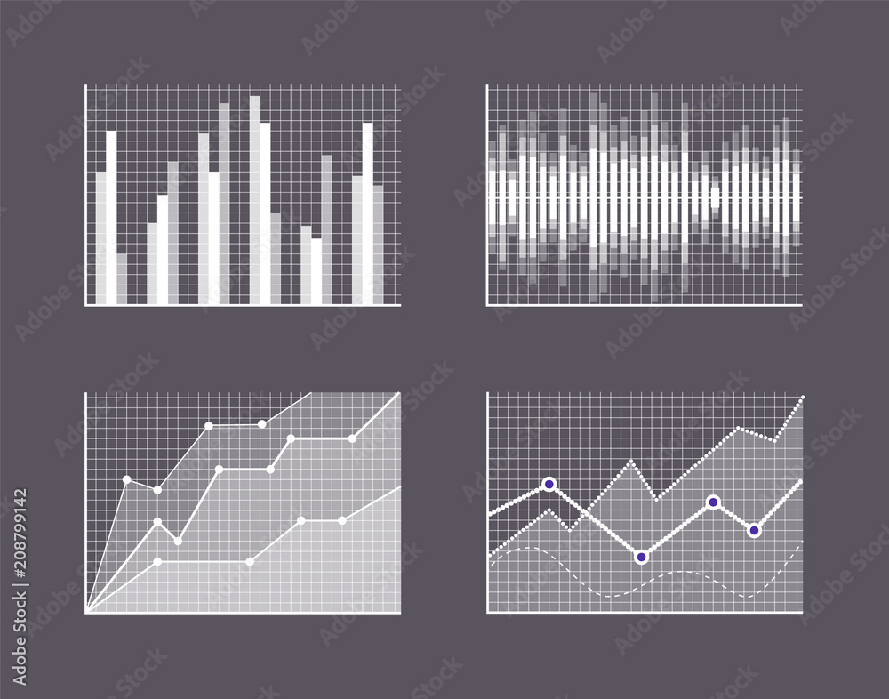 Naklejka premium Charts Visualisation Poster Vector Illustration
