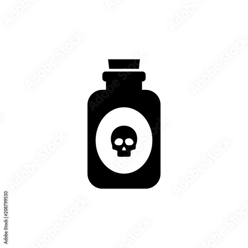 Glass Poison Bottle. Flat Vector Icon. Simple black symbol on white background