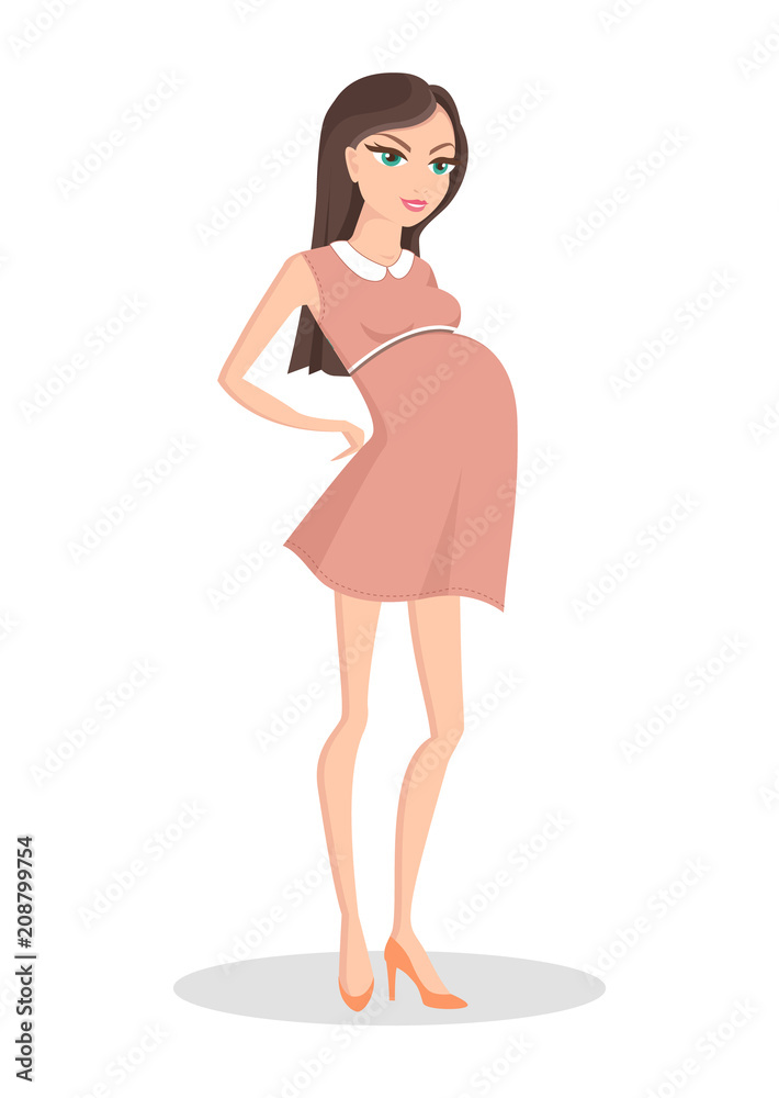 Pregnant Woman in Elegant Dress Colorful Poster Pregnant Woman in Elegant Dress Colorful Poster