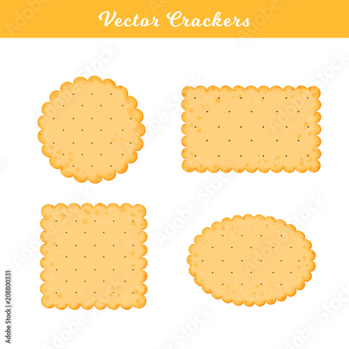 Vector Illustration. Set of health crackers. Isolated cookie