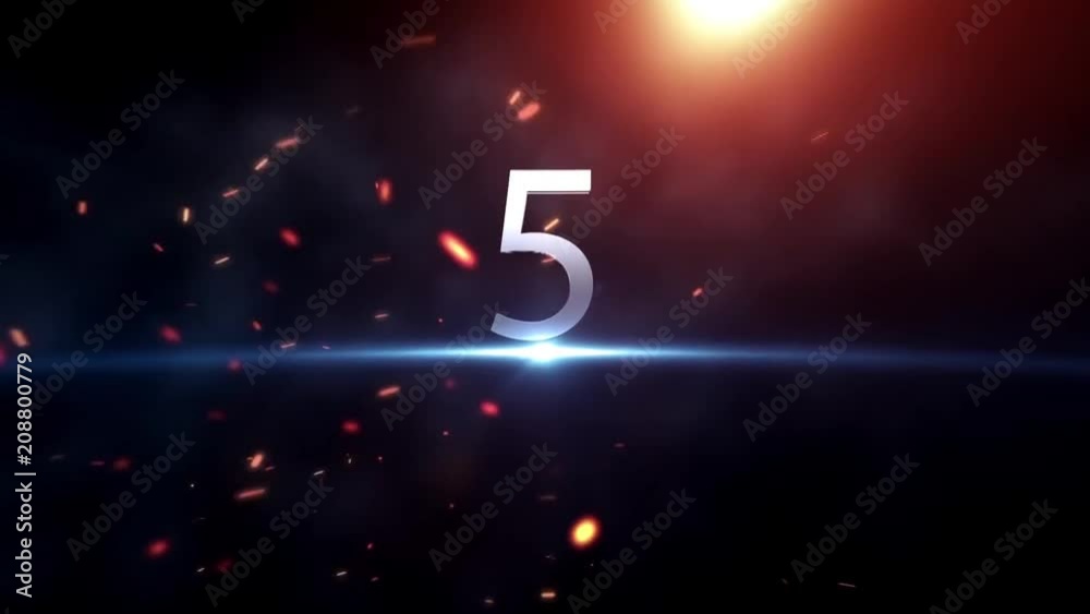 Countdown animation from 1 to 10 with explosion fire burning effect background. Stock. Sparkling numbers countdown from 10 to 0 made with sparklers