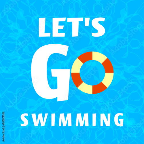 summer time background design with pool blue water and swimming rings