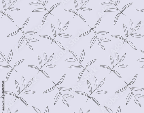 Hand drawn floral leaves, minimalist seamless pattern. Modern simple background for design package, flyer, invitation, card, banner, wedding, placard, poster, layout, birthday