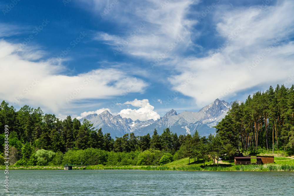 Lake with mountains and sky in background, Slovakia