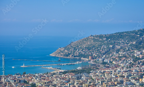 Harbor in Alanya Turkey, top view. Cove with ships © Artem