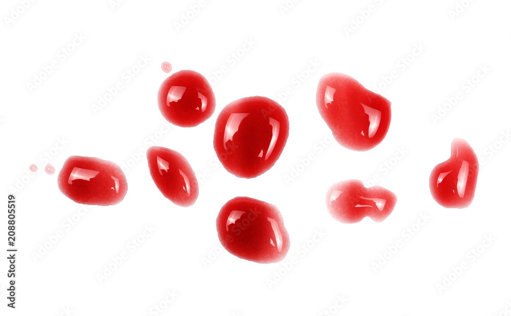 Glossy red wine liquid droplets isolated on white Glossy red wine liquid droplets isolated on white