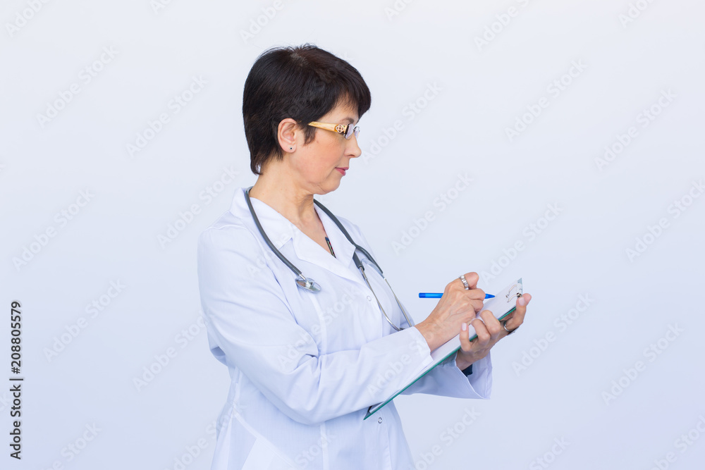 Medical physician doctor woman over white background Medical physician doctor woman over white background