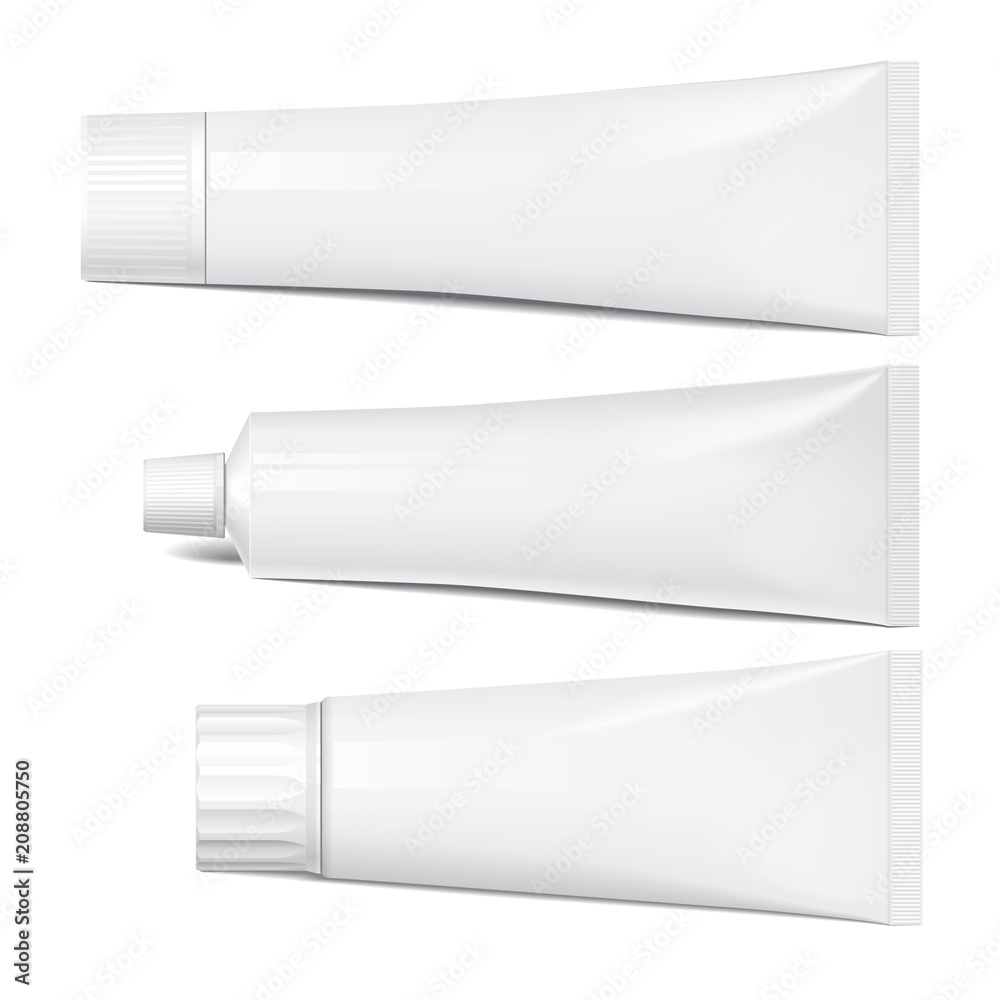 Realistic white tubes. Set for cosmetics