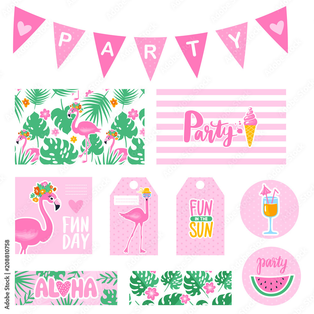 Fototapeta premium Vector summer party collection