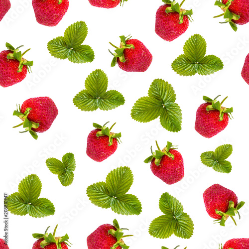 Pattern seamless from fresh berries ripe strawberries, flat lay top view