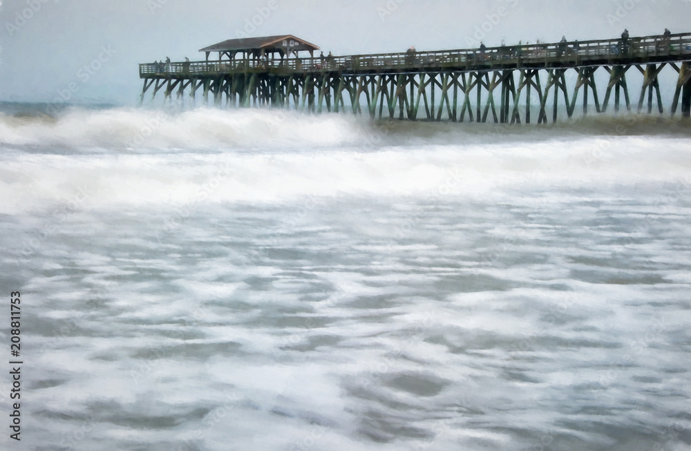 People Fishing on a Pier in Myrtle Beach South Carolina