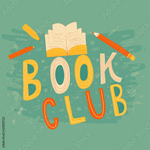 Hand drawn lettering Book club inscription for invitation and greeting card, promo , prints, flyer, cover, and posters