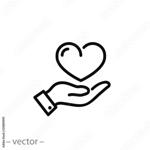heart on hand icon vector