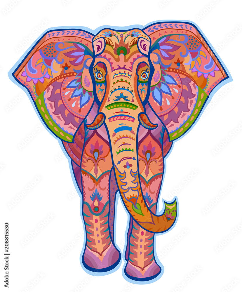 Obraz premium Ethnic ornamented color elephant